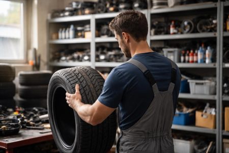 mecanicien-garage-pneu-etageres-pieces