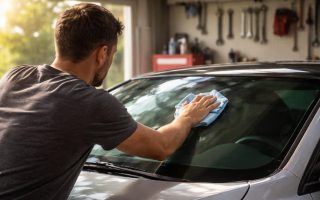 personne-polissant-pare-brise-ciel-ensoleille