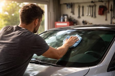 personne-polissant-pare-brise-ciel-ensoleille