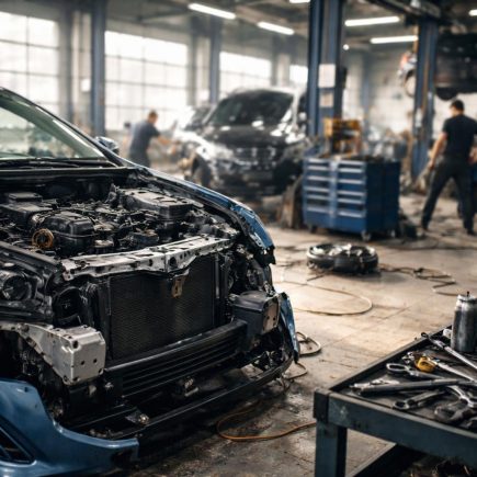 atelier-moderne-vehicules-demonteres-outils