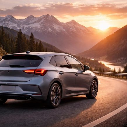 voiture-compacte-route-panoramique-coucher-soleil