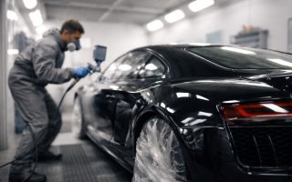 voiture-brillante-peinture-atelier-flou